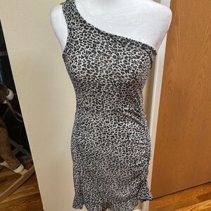 SHEIN Silver Sequin Asymmetrical One Shoulder Dress 3pieces